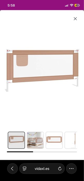 Barandilla de seguridad para cama nueva 180x25