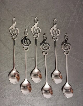 Set 6 cucchiaini chiave di violino in acciaio