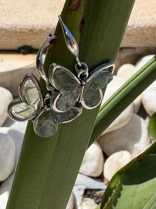 Pendientes mariposas aventurina plata