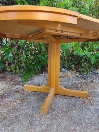 Mesa redonda extensible madera, con cristal