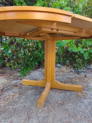 Mesa redonda extensible madera, con cristal