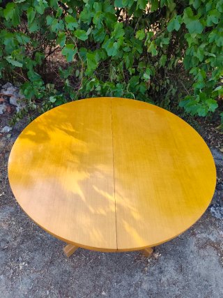 Mesa redonda extensible madera, con cristal