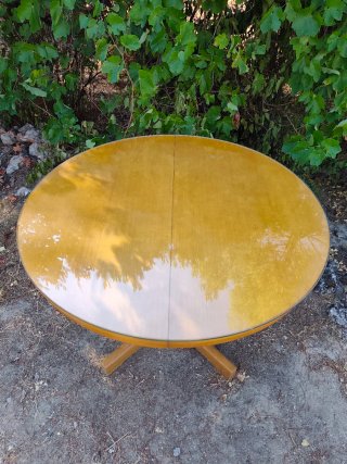Mesa redonda extensible madera, con cristal