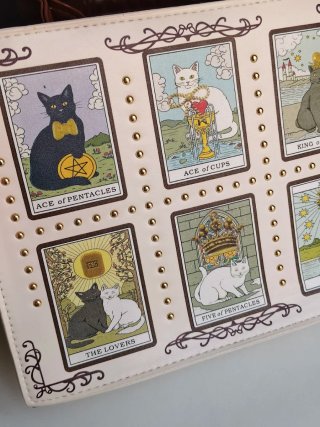 Bolso Blanco con Diseño Tarot Gatos