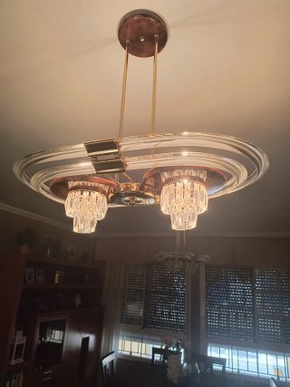 Dos Lámparas de salón de cristal y  metal