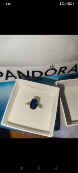 Anillo Pandora Circonita Azul Plata