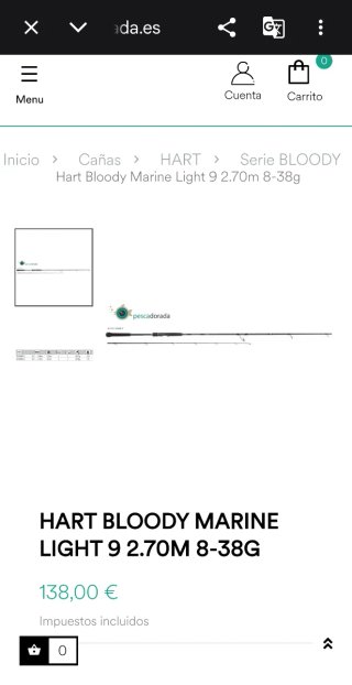 Caña de pescar Hart Bloody Marine Light 9