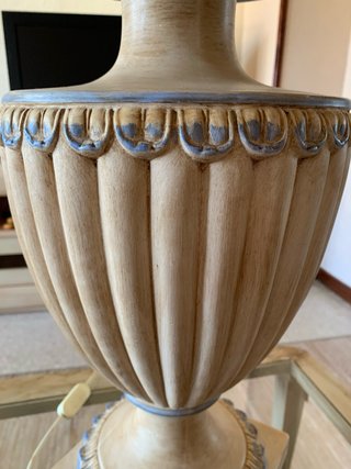 Lámpara de mesa vintage beige y azul