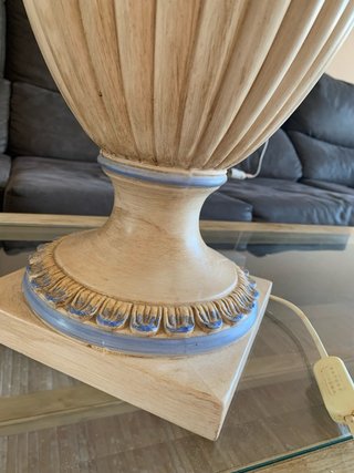 Lámpara de mesa vintage beige y azul