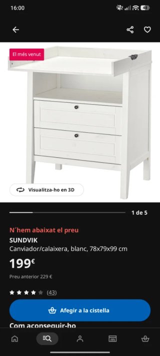 Cambiador Bebé Ikea Sundvik Blanco