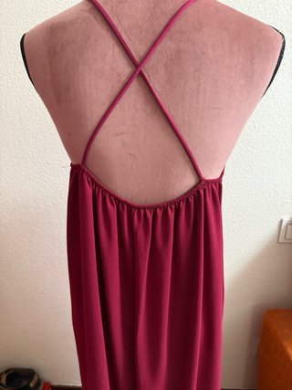 Vestido largo granate talla única
