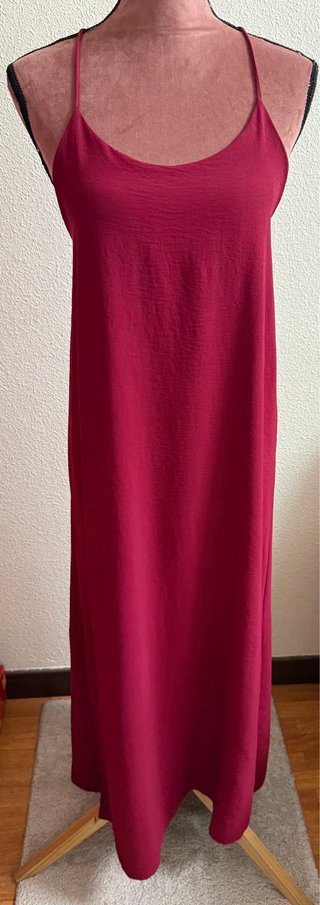 Vestido largo granate talla única