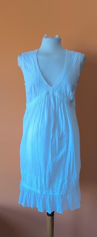 Vestido Blanco Ibicenco Bordado Talla L