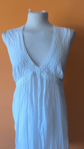 Vestido Blanco Ibicenco Bordado Talla L