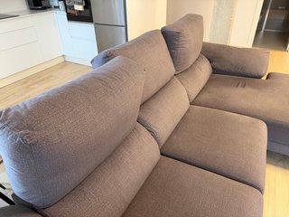 Sofá Chaiselongue grande gris de Tela