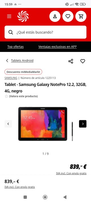 Samsung Galaxy Note Pro 12 Blanco