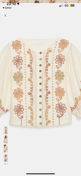 Blusa Zara bordada flecos