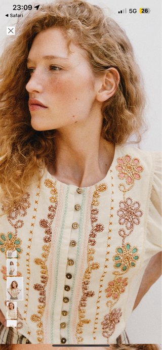 Blusa Zara bordada flecos