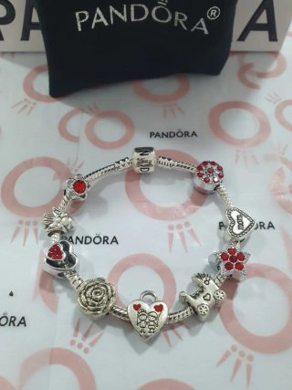 Pulsera Pandora Plata Charms Disney Corazones