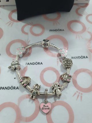 Pulsera Pandora Plata Charms Disney Corazones