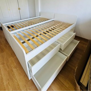 Cama Ikea SLÄKT con cajones y colchón