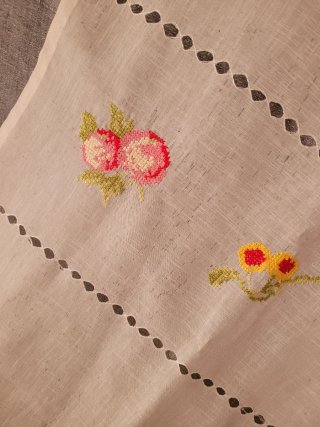 Cortinas de cocina bordadas flores