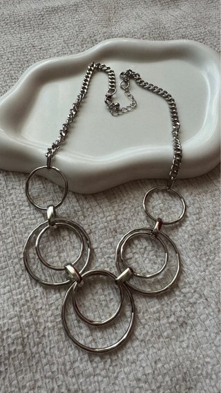 Collana donna argentata con maxi cerchi