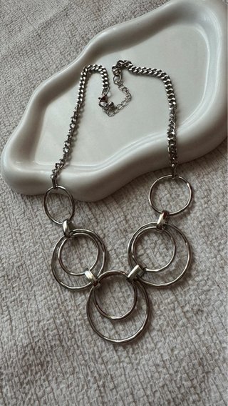 Collana donna argentata con maxi cerchi