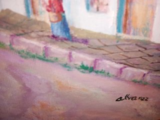 Cuadro Pintura Paisaje Pueblo 70x55