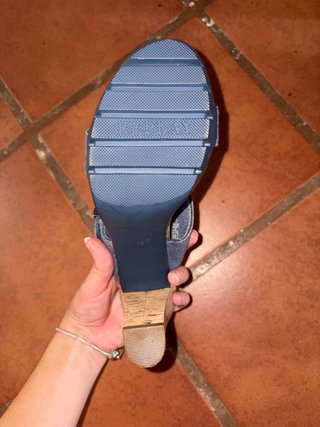 Sandalias Replay Tacon Corcho Azul Beige