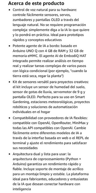 NUEVO! EmBodiQ AI Starter Kit Arduino UNO Q