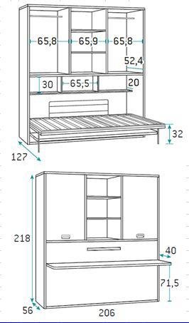 Cama abatible de 90 con armario y escritorio