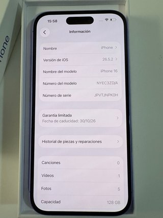 iPhone 16 Azul Nuevo 100% Batería