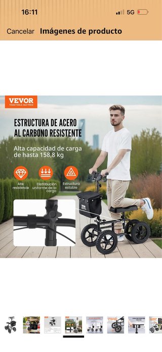 Patinete Rodilla VEVOR Plegable Orientable