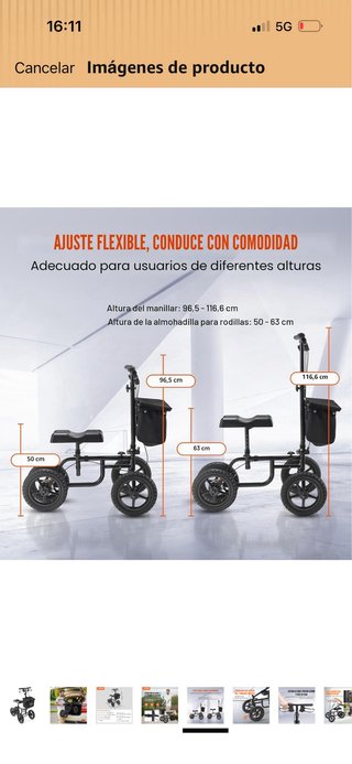 Patinete Rodilla VEVOR Plegable Orientable