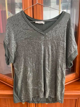Camiseta Miss Collection lentejuelas verde