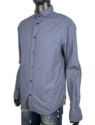 Camicia Armani Jeans Uomo XL Cotone Blu Pois