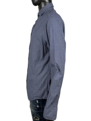 Camicia Armani Jeans Uomo XL Cotone Blu Pois