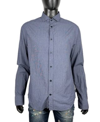Camicia Armani Jeans Uomo XL Cotone Blu Pois