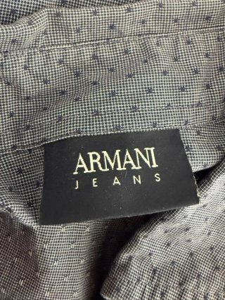 Camicia Armani Jeans Uomo XL Cotone Blu Pois