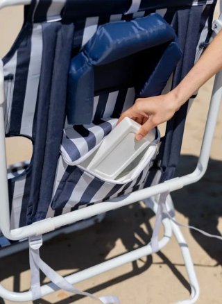 Silla de Playa Flamingueo Rayas Azul/Blanco