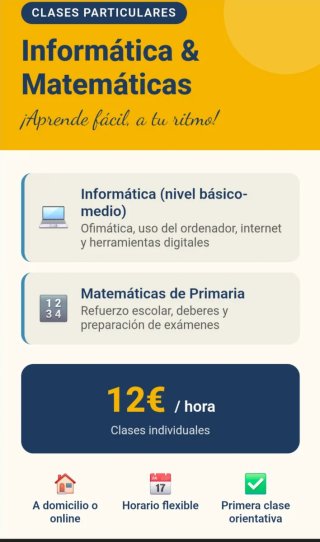CLASES PARTICULARES Informática  y Matemáticas