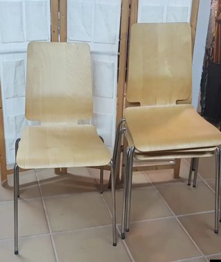 3 Sillas Madera y Metal