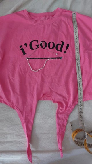 T-shirt donna fuxia con perle