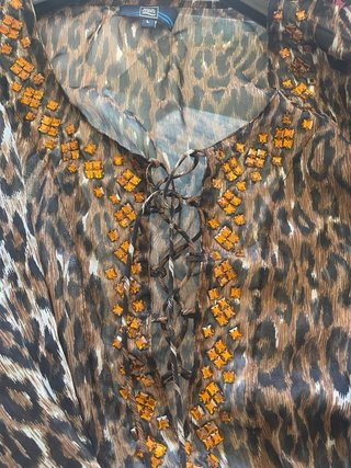 Caftano Aqua di Mare leopardato con strass L