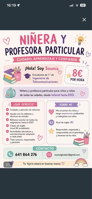 Soy niñera y también doy clases de refuerzo