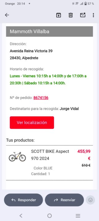 Bici MTB marca Scott azul/naranja