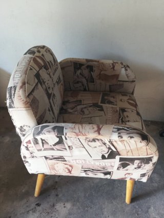 Butaca estilo vintage con fotos de Marilyn