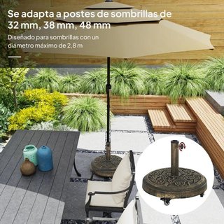 Base Sombrilla con Ruedas Diseño Floral Bronce Ø49