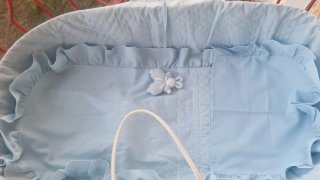 Funda y colcha para moisés azul celeste